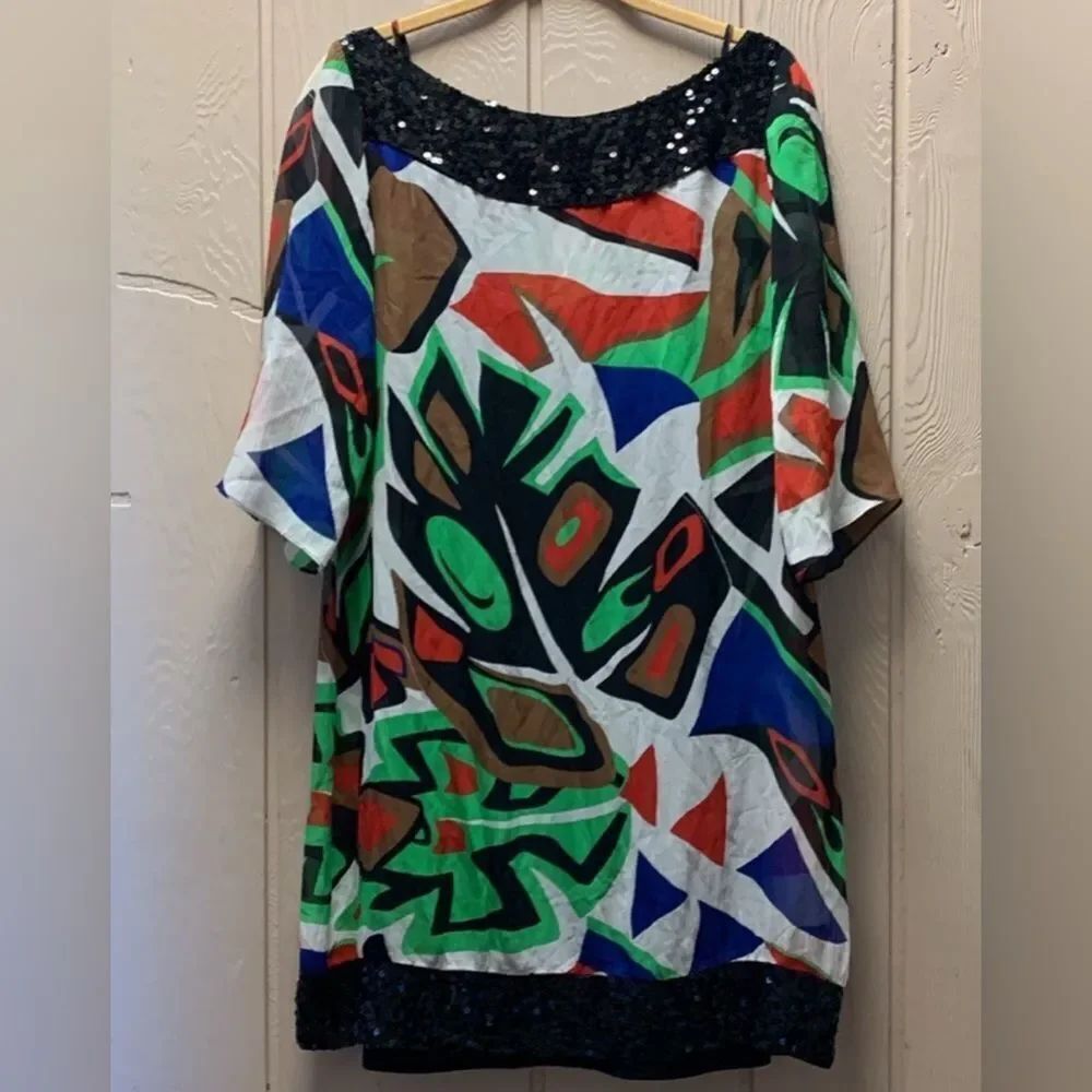 Colorful Abstract Women's silk dress